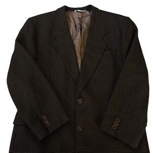 Vtg Hugo Boss X Clappers NY 100% Wool‎ Dotted Delon Blazer Sz 42R Black Brown